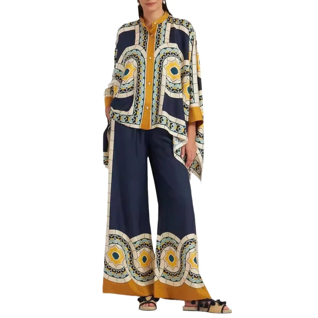 2 Piece Sets African Sets For Women New African Print Elastic Bazin Baggy Pants Rock Style Dashiki Famous Suit Lady Outfits