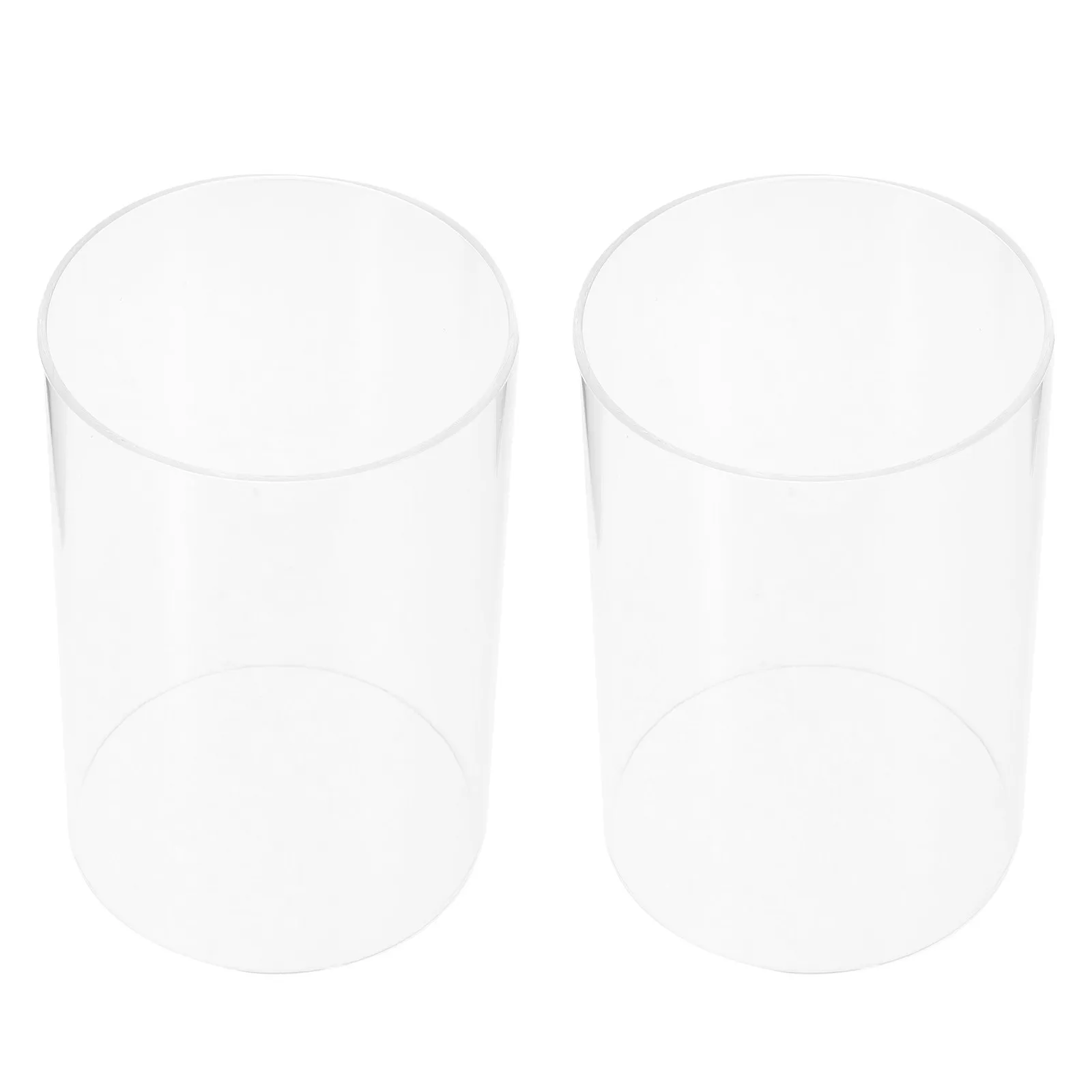 2Pcs Clear Glass Cylinder Holder Open Ended Cover for Pillar Candles Home Decor Stylish