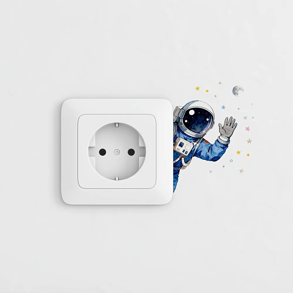 1pc Astronaut Themed Light Switch Wall Decal, Self-Adhesive Decorative Sticker, Suitable for Light Switches Bedroom, Living Room