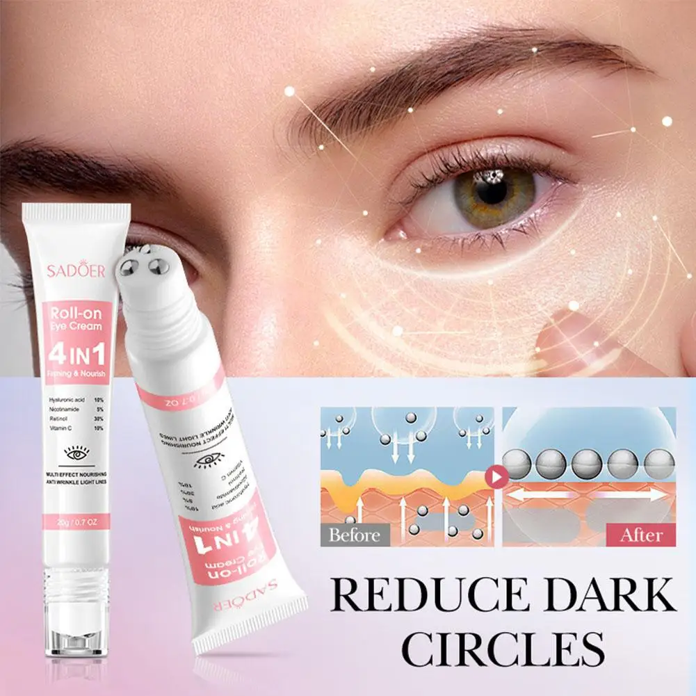 SADOER 4 In 1 Roll-on Firming Moisturizing Eye Cream Circle Moisturizing Care เซรั่มบํารุงรอบดวงตา 20g