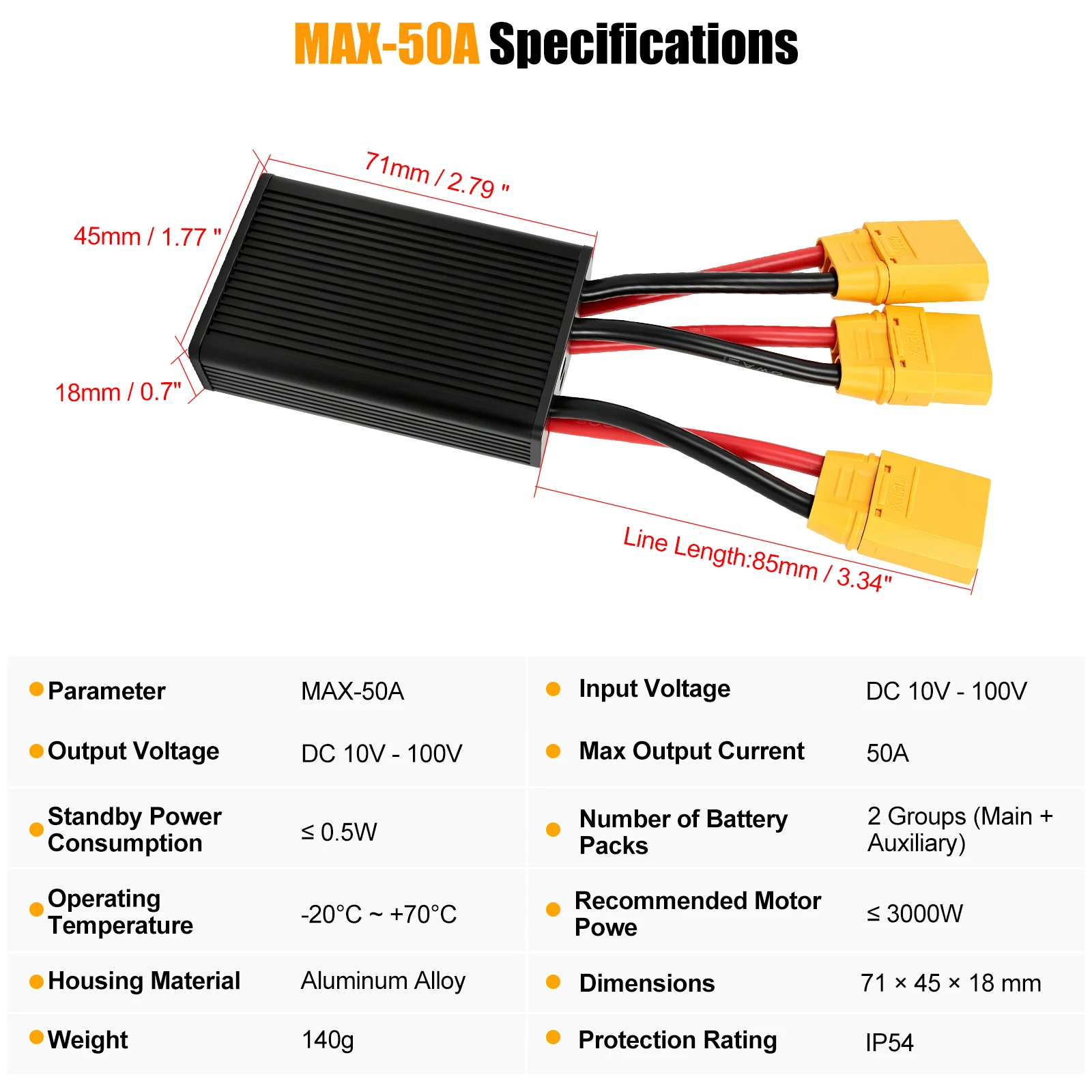 E-Bike Dual-Batterie-Balanciermodul XT90 Anschlussadapter Dual-Batterie-Entladung, Konvertierung für Elektrofahrräder 50A/80A/100A – Detail 5