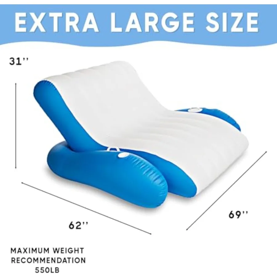 Inflatable Pool Floats Adults Recliner Luxury Float Lounger Chair With Handles And Cup Holder For Outdoor Beach Swimming Pool L
