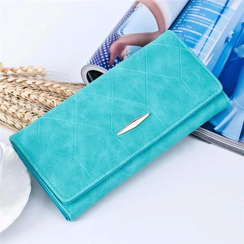 

New Fashion PU Leather Women Wallets Vintage Plaid Long Wallets Card Holder Carteira Feminina Female Coin Purse Ladies Money Bag