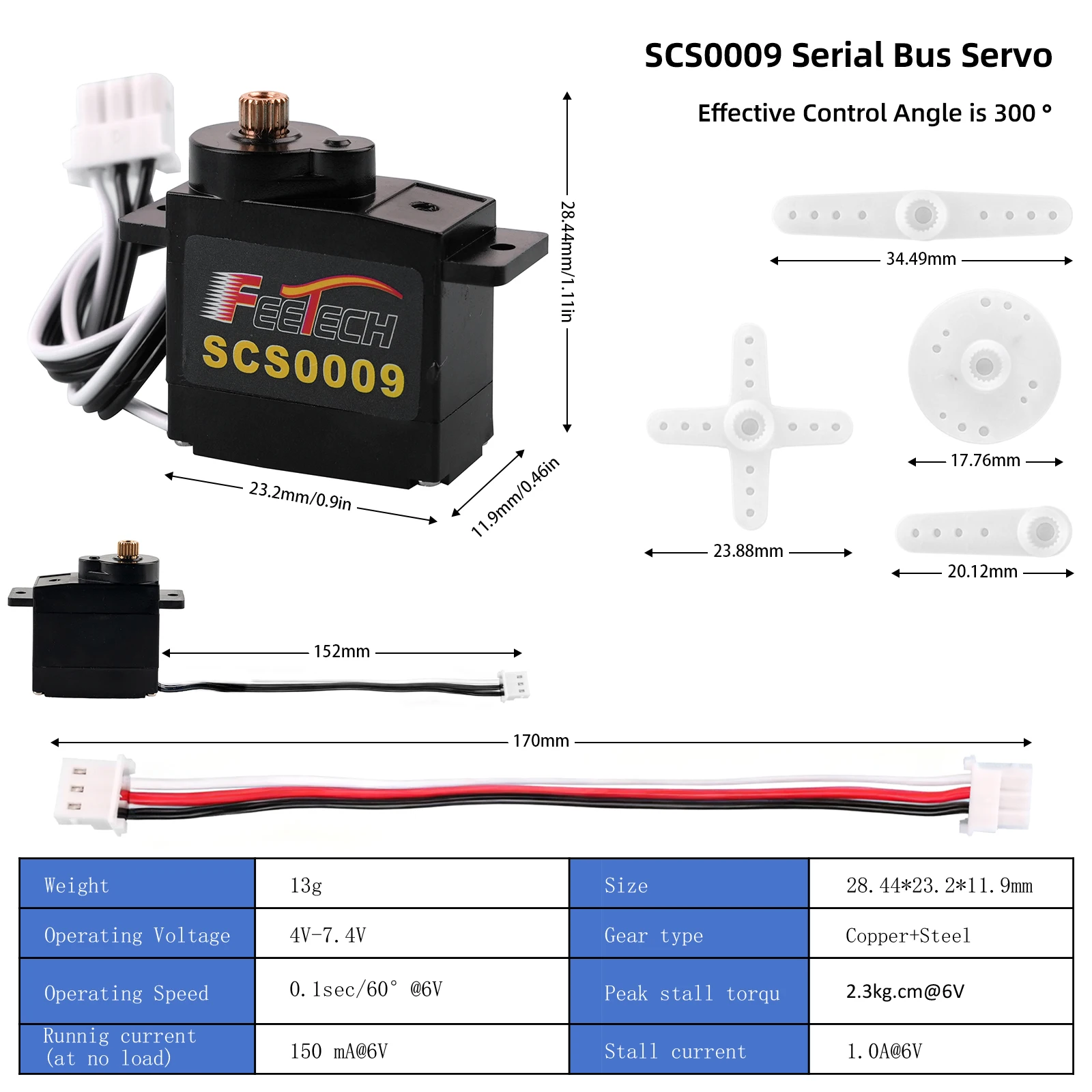 12PCS Feetech 2.3Kg SCS0009 Seriale Micro Servo Singolo Albero Servo TTL Livello Feedback Mini Servo per Braccio Robot e Pollice Dito