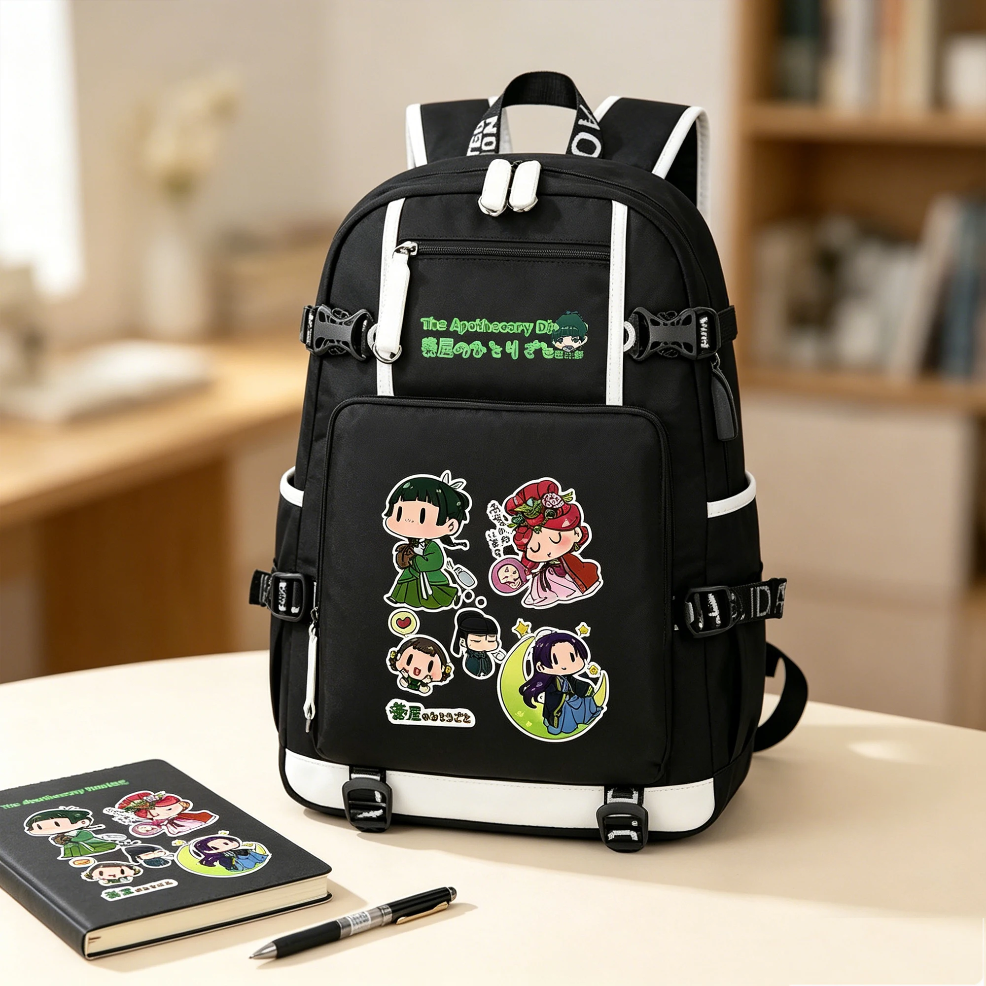 

The Apothecary Diaries School Students Backpack Boys Large Bookbag Anime Travel Bagpack Oxford Laptop Shoulder Bags USB Port