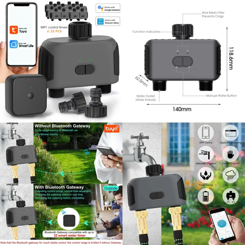 

Smart WiFi/Bluetooth-Compatible Intelligent Water Flow Timer with Plant Gate for Garden - Mobile Controlled Irrigation Valve Spr