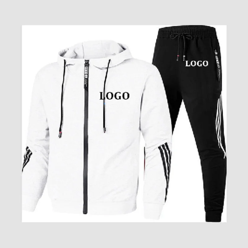 Conjunto de moletom com capuz de primavera e outono com logotipo fotográfico padrão, personaliza suas roupas