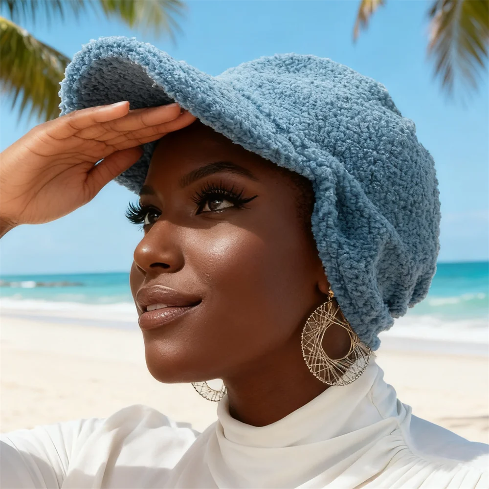 

Осень-зима бейсболка женская теплая искусственная меховая однотонная унисекс уличная плюшевая шляпа в корейском стиле повседневная хиджаб с широкими полями головные уборы