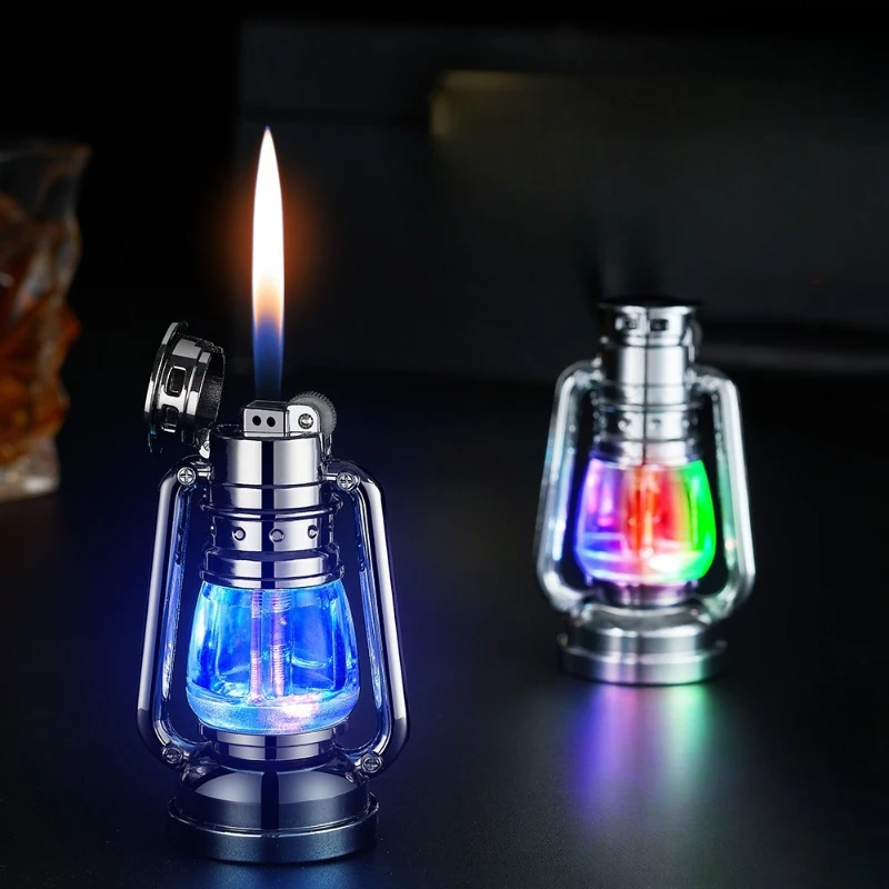 

Новая ретро цветная легкая газовая зажигалка с шлифовальным кругом, креативная настольная орнаментная зажигалка с видимым газовым отсеком, уникальный подарок