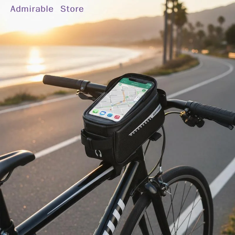 自転車用フロントチューブバッグ、防水スマホケース、タッチスク - Youtube Phone Accessories のレビューと価格