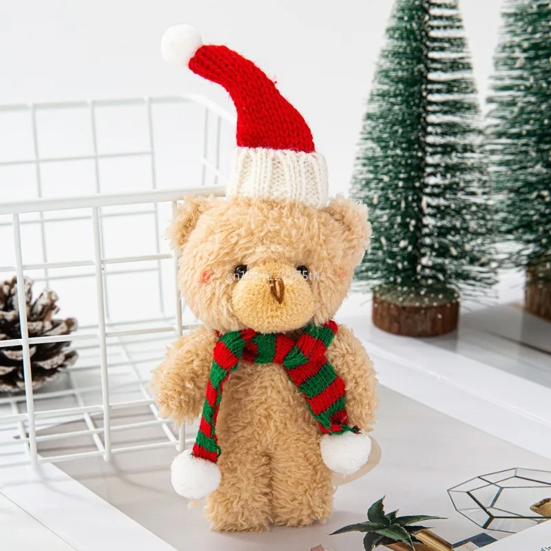 16cm Kawaii Plush Bear Doll Christmas Tree Pendant Soft Mini Bear Toy Cute Plush Bear Kids Christmas Gift Xmas Children's Toys