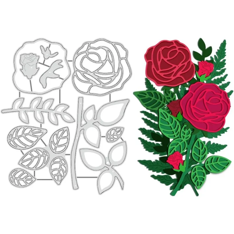 1pc Rose Flower Metal Die Cuts Flower Leaf Cutting Dies Cut for DIY Craft Handmade Embossing Scrapbooking DIY Card Crafts Making