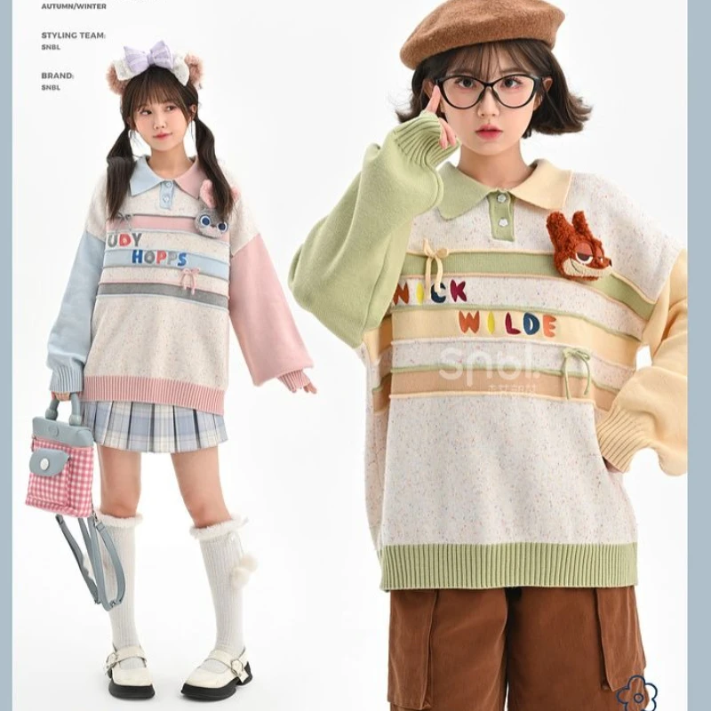 ديزني جودي هوبس الكرتون لطيف فتاة الغابات نمط الدوبامين فتاة سترة الإبداعية الخريف قميص بولو البلوز تي شيرت هدية علوية