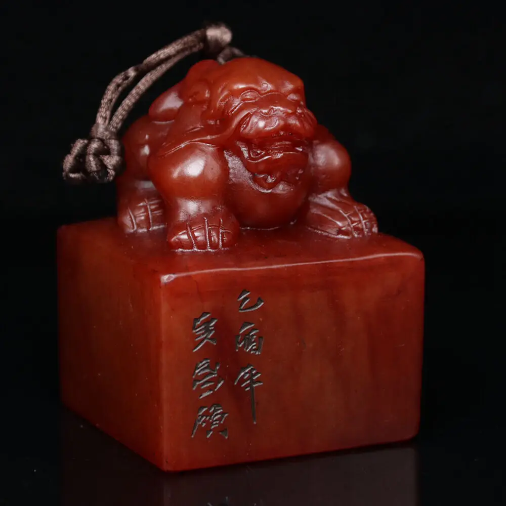 Chinese Natural Shoushan Stone Handcarved Exquisite Auspicious beast Seals