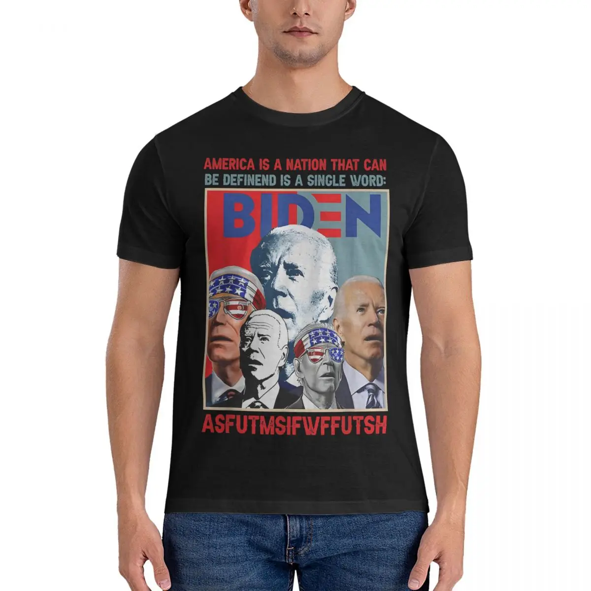 Men T-Shirt America Nation Defined In A Single Word Humor Novelty Pure Cotton Tee Shirt Short Sleeve Joe Biden T Shirts