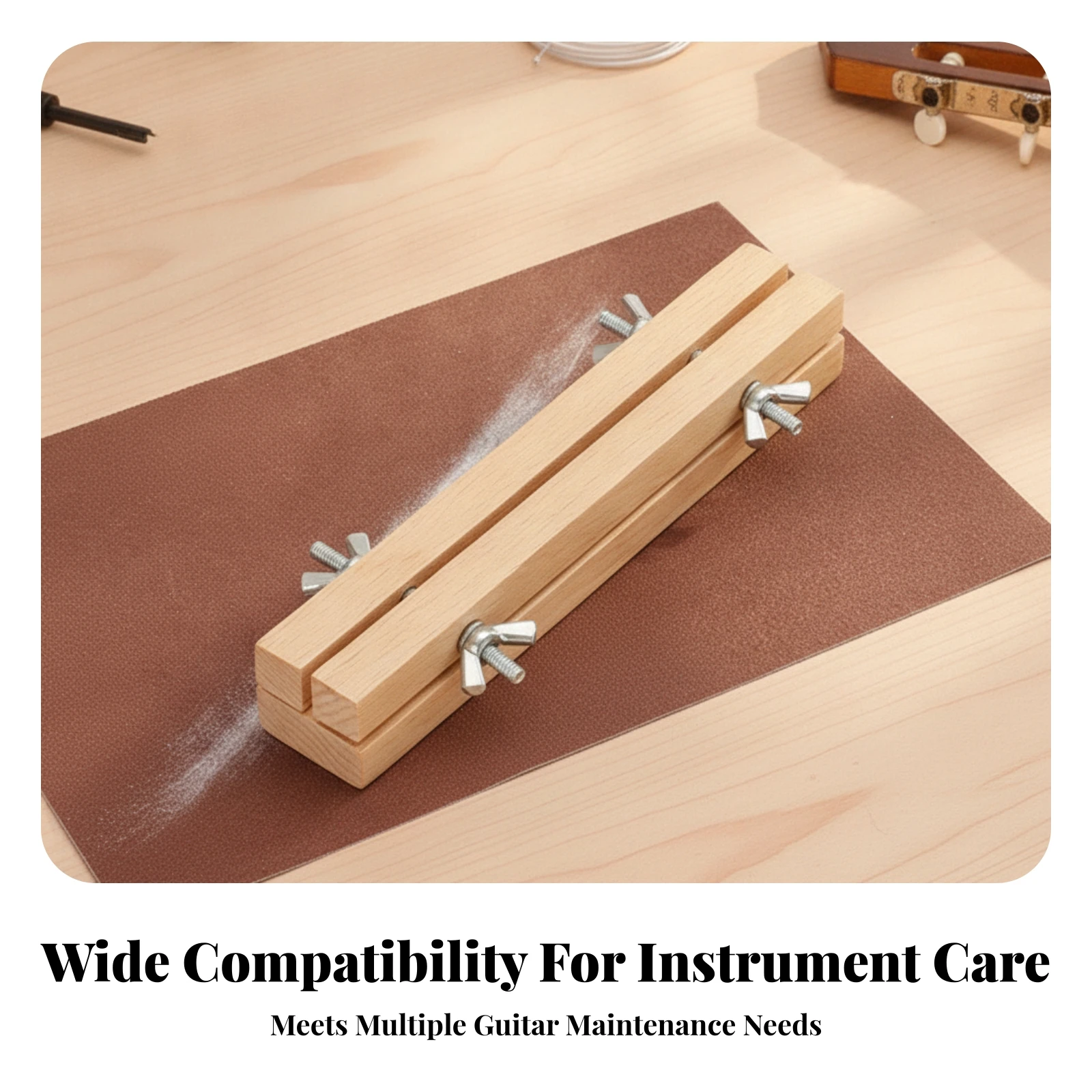 Guitar Nut Sanding Tool Wooden Guitar Nut Sander Instrument Accessory Metal Screws Rectangular view 5