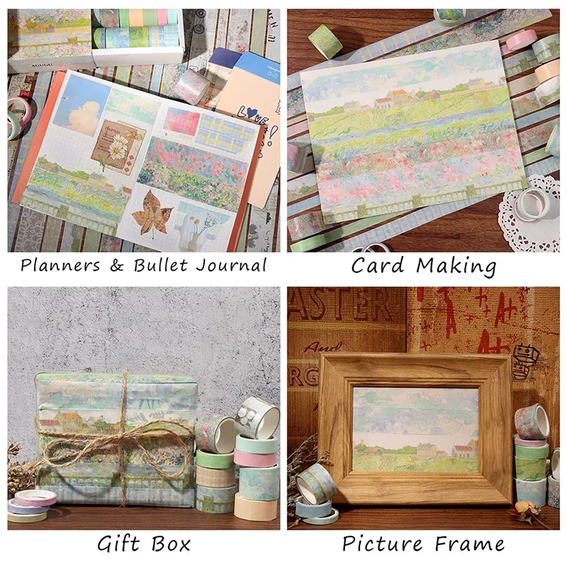 20Pcs Retro Washi Tape Set Masking Tape Stationery Journal Supplies Grid Scrapbooking Decorative Adhesive Tape