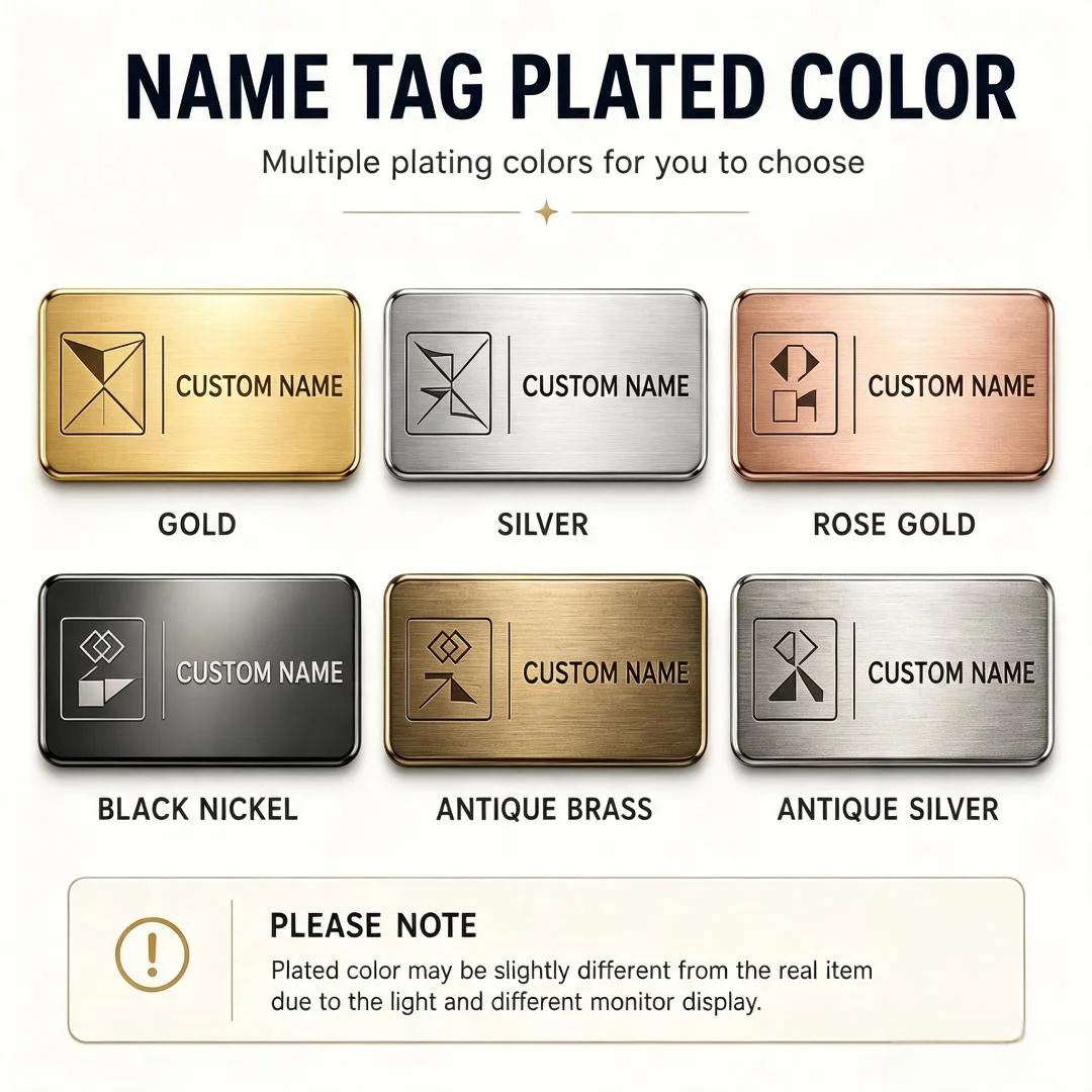 Custom Personalized Magnetic Metal Name Tags Multi Tone Brushed Zinc Alloy Laser Engraved Employee
