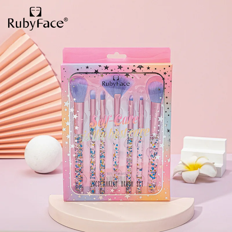 7 Pcs Glitter Diamond Crystal Handle Makeup Brushes Set Powder Foundation Eyebrow Face Make Up Brush Cosmetic Foundation Brush