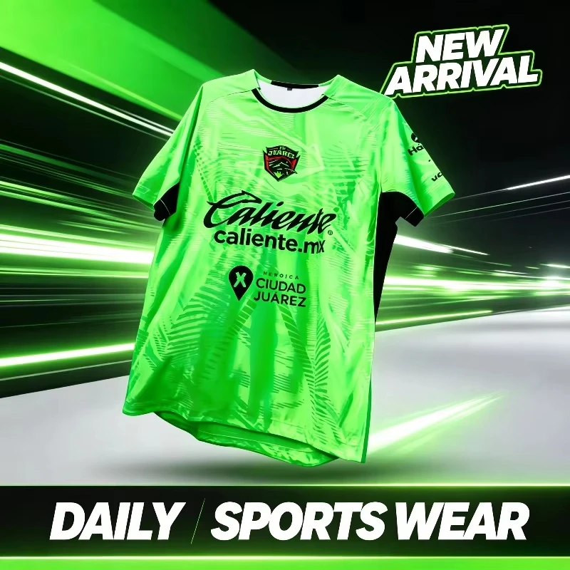 Juarez Los Bravos Men Kid Soccer Jersey Bright Green Black Short Sleeve Football Shirt Mexico Fan Sport Uniform 2‑Styles 100‑6XL