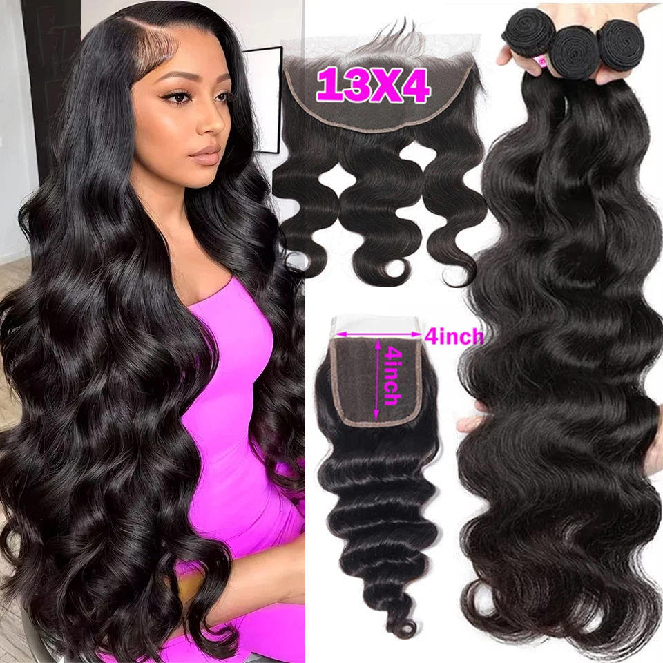 

Body Wave Bundles Human Hair With Closure Brazilian Weaving 3 4 Bundles With 4x4 5x5 Lace Closure Virgin Hair Raw Hair Extension