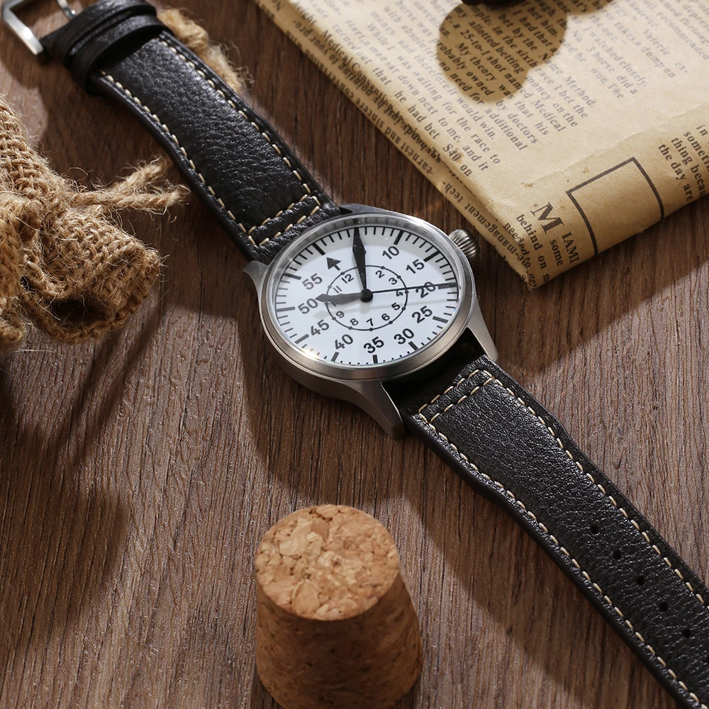 【Escapement Time】Automatic PT5000 Bewegung Pilot Uhr mit Typ-B Schwarz Zifferblatt und 40mm Fall wasserdichte 100M – Detail 13