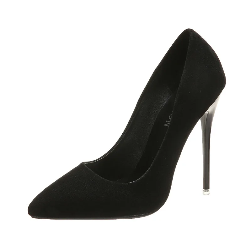 High Heel Slim Heel Spitze Einzelschuhe Damen Professionelle Arbeitsschuhe Wildleder High Heel Schuhe Damen Bürokleid Stilettos – Detail 7