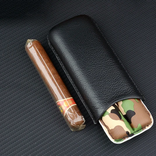 

Real Leather Cigar Case 2 Tube Cigar Holder Mini Humidor Travel Cigar Box Portable Smoking Accessory Special Style Cigar Tool
