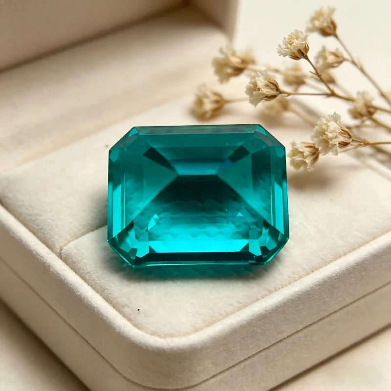 Paraiba Emerald Shape Artificial Gemstone Neon Blue Color Available Certificate Multiple Shapes Selectable