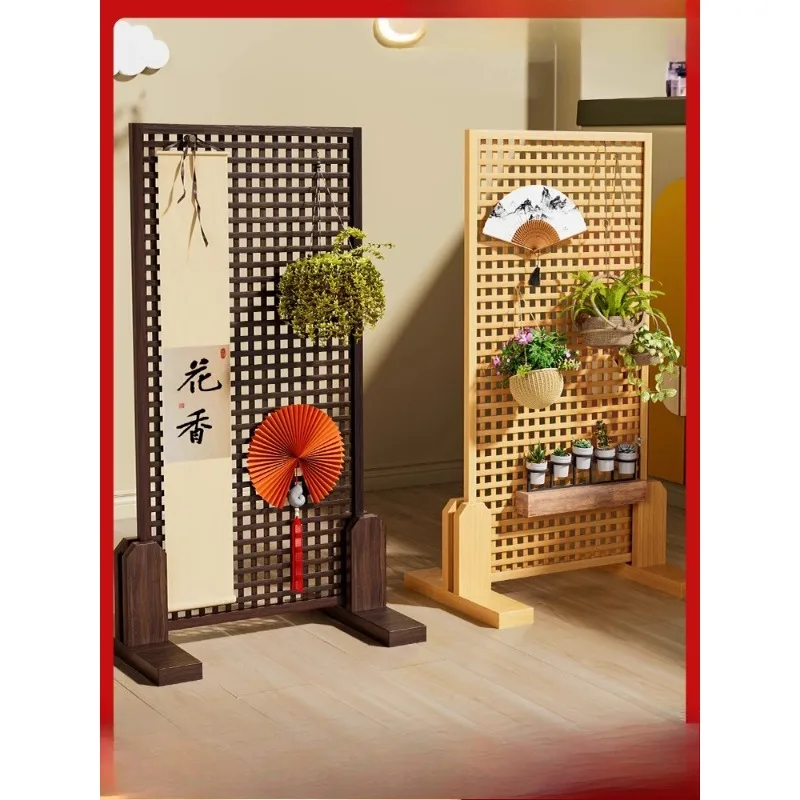 

Solid wood mesh shelf floor-to-ceiling living room wall preservative wood works display rack pendant photo frame storage jewelry