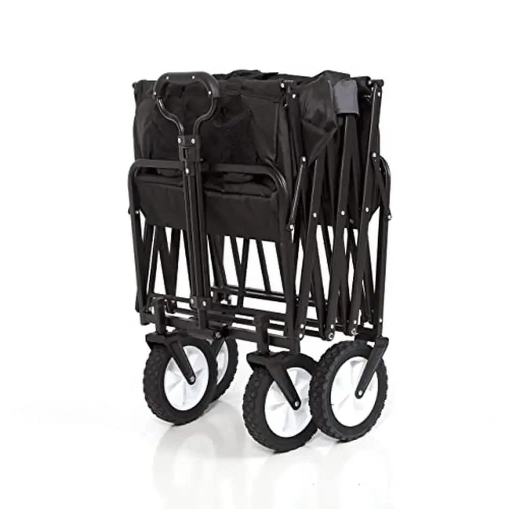 Roomy Interior Large Capacity Steel Frame Wagon Bag Storage Adjustable Handle Locking Wheels Black 150 LBs 52.75