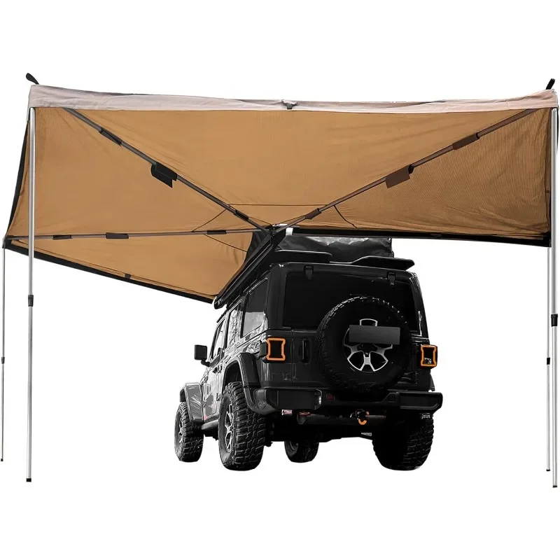 

8.2ft x 270 Degree, Rooftop Pullout Ripstop UPF50+ Side Awning, Reinforced Hinges & Poles for /SUV/Truck/Van