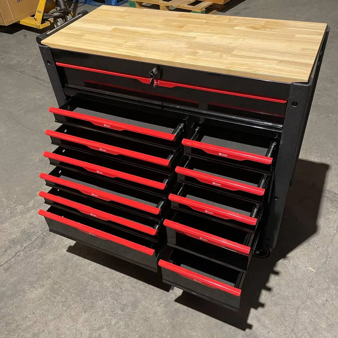 High quality factory price 12 drawer wooden top empty toolbox