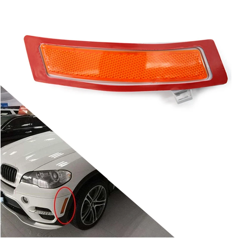 Car Front Bumper Marker Cover Reflector Strip Side Reflector For-BMW X5 E70 35Ix 35Dx 50Ix 2011-2013