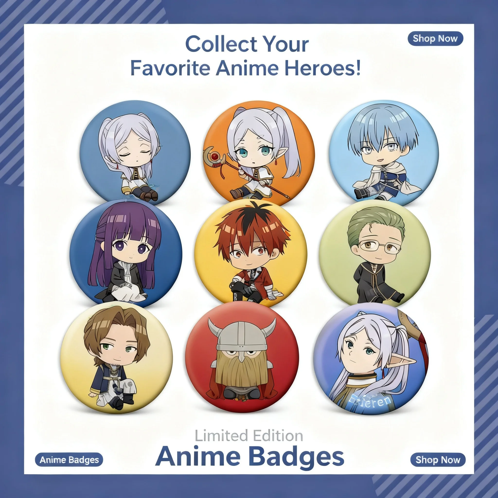 

Frieren Beyond Journeys End Himmel Heiter Eisen Fern Anime Cosplay Badge Pin Wholesale Bulk Metal Accessories Merchandise