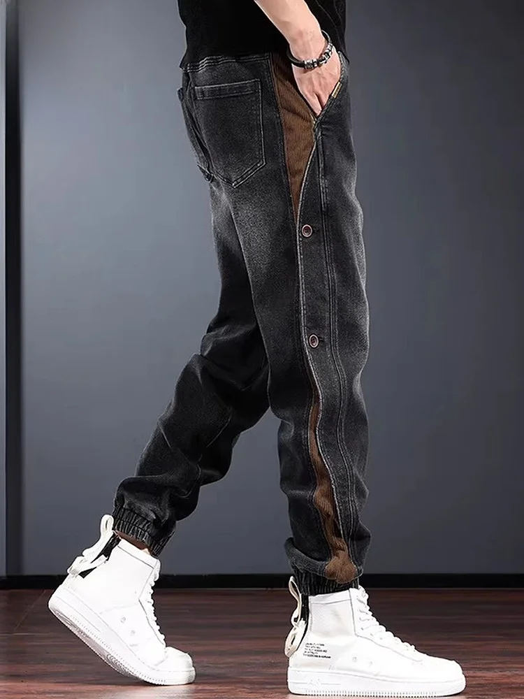 

Men's Jeans Spring 2026 New American Splicing Long Pants Trendy Workwear Cuffed Pants Cotton Polyester Blend Wear Res...