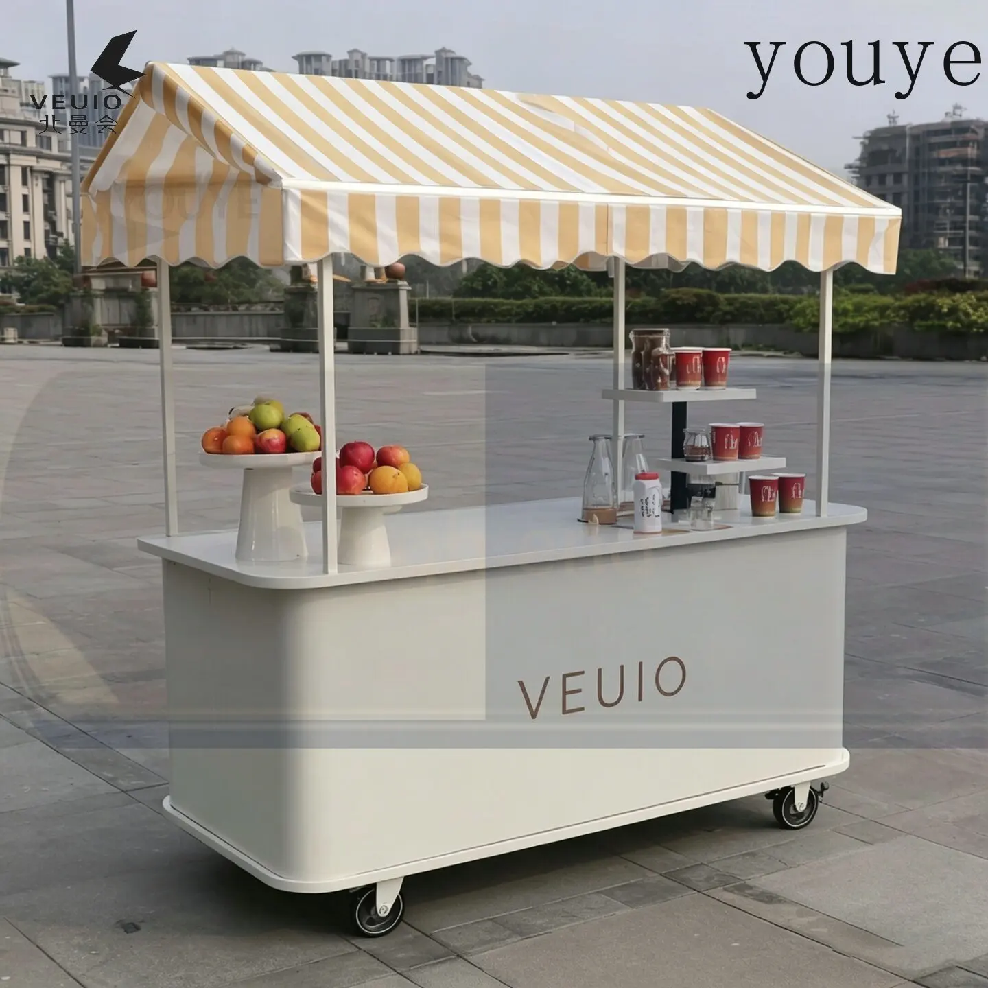 

eDJ Outdoor metal trolley stall float movable activity car night market promotion display stand atmosphere dining car
