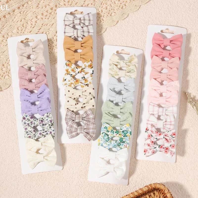 1 Set Fabric Printed Bow Hair Clips Suitable Children Girls Teenagers Party Decoration Clips Girls Baby Hair Accessories Gifts