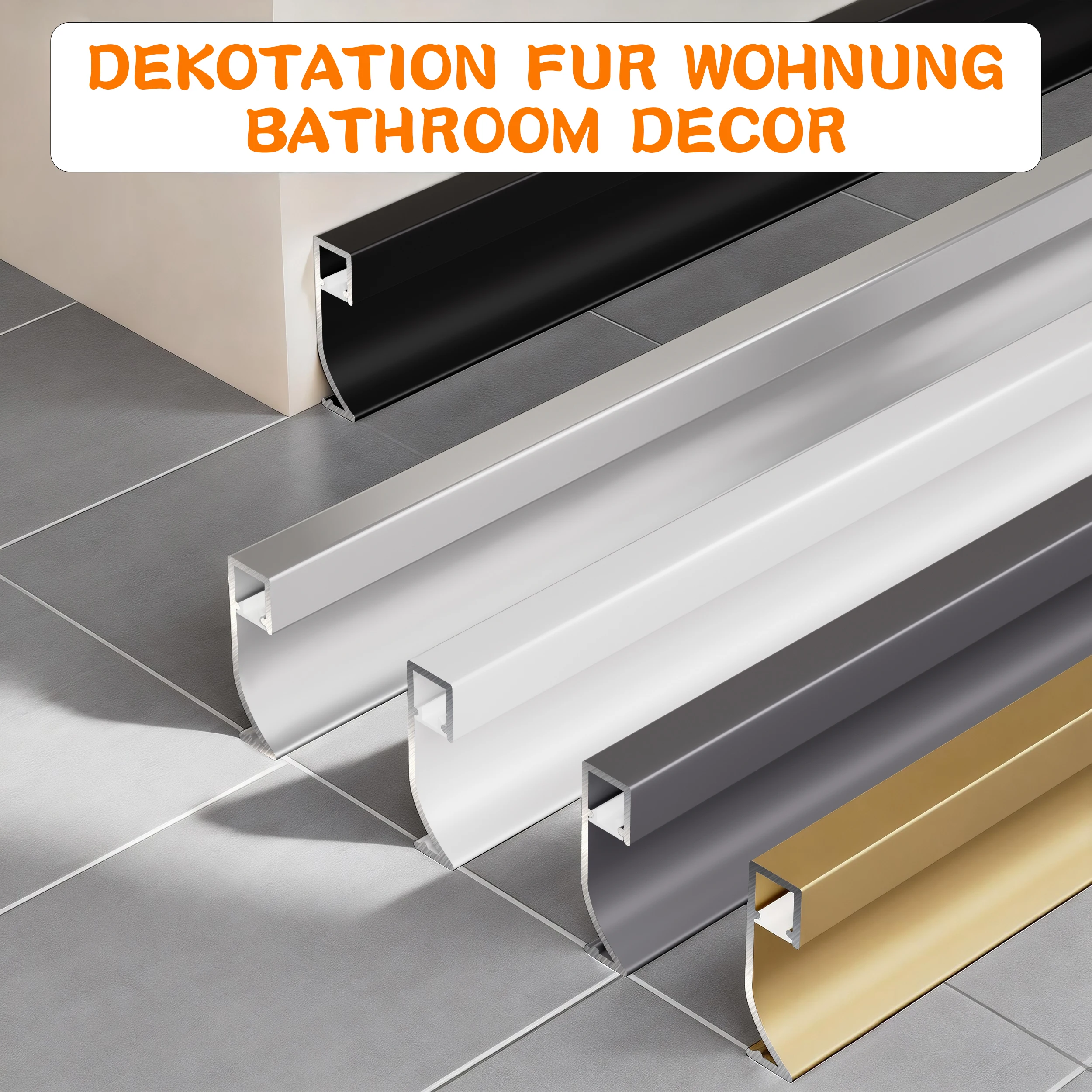 Aluminum LED Bottom Light Skirting Board 60cm 4Pcs 5 Colors, Downward Light Baseboard Trim for Living Room Bedroom Floor Molding