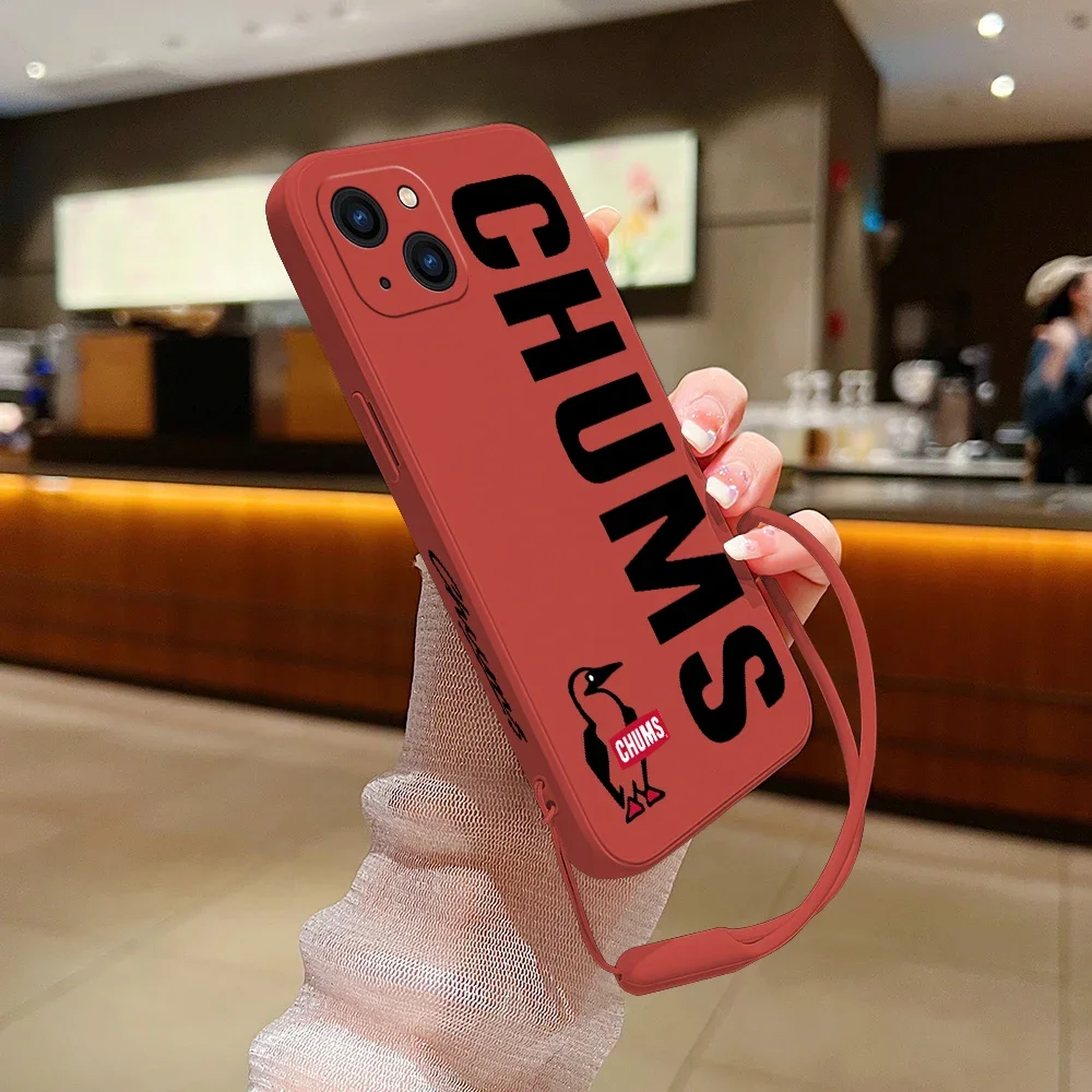 Fashion Phone Case For iPhone 15 14 13 12 11 Pro Max Mini X XR XS MAX SE20 8 7 Plus C-CHUMSs Silicone Cases with Hand Strap