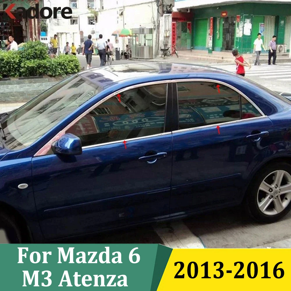 

Для Mazda 6 M6 Atenza 2013 2014 2015 2016, молдинг из нержавеющей стали, накладка на полное окно, полоса, Стайлинг автомобиля, внешние аксессуары