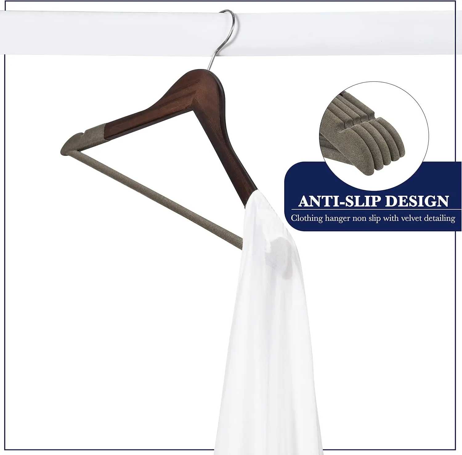 Houten Hanger-Pak Hangers Voor Mannen Antislip-Luxe Natuurlijke Lotus Hout & Fluwelen Hangers Voor Opknoping Broek, Pakken, Jurk