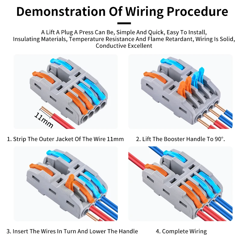 JINH 10Pcs 2 in 4/6/8 Out CMK 422 Quick Lever Wire Connectors Universal Splitter Cable Spring Butt Home Terminal Blocks Led