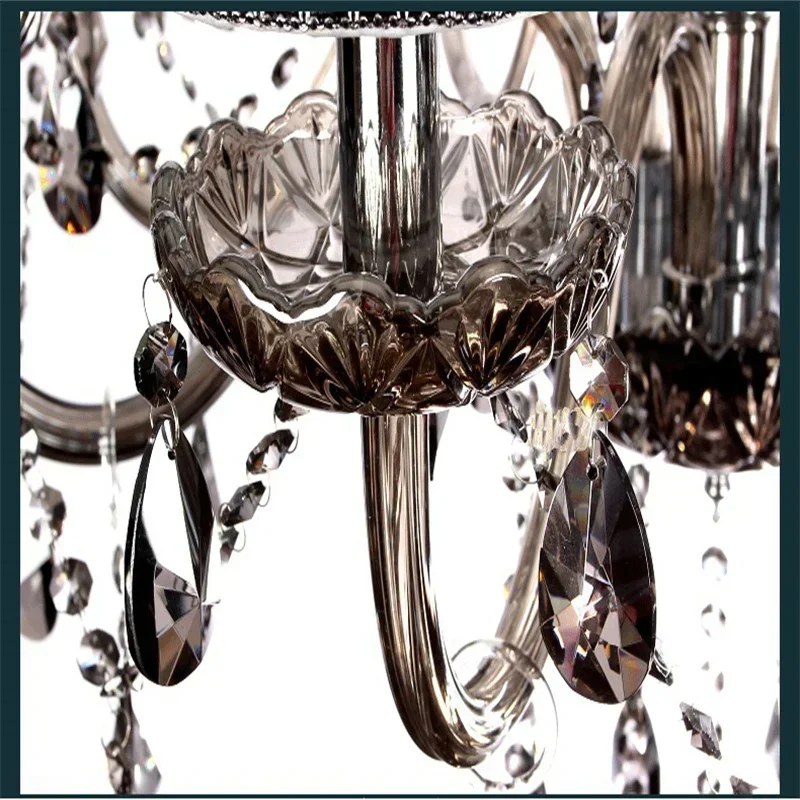 

Luxury Crystal Lighting Fashion Chandeliers Modern Smoky Grey Lighting with Shade