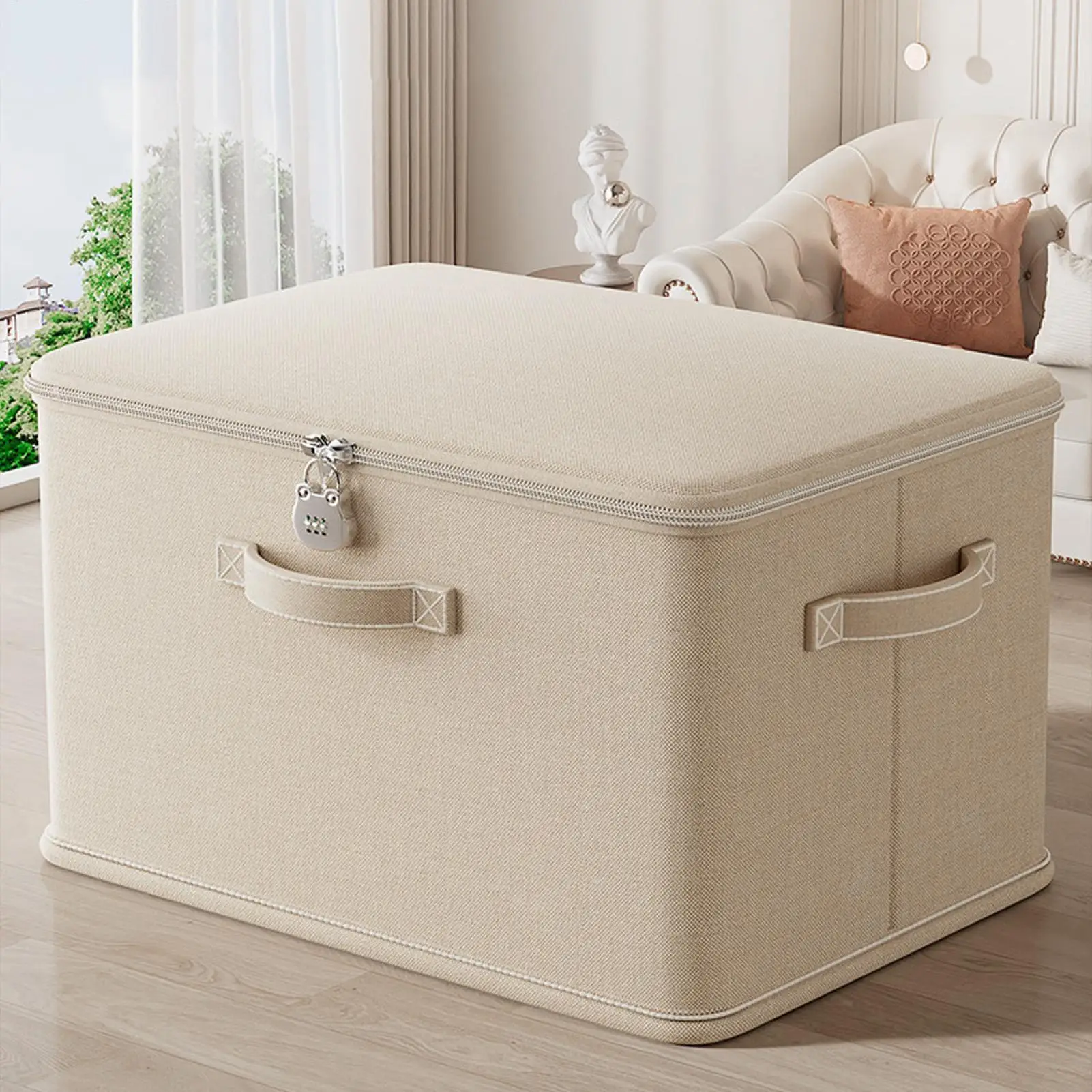 Lockable Storage Box With Handle Washable Shelf Baskets Stackable Secure Odor Proof Storage Container Locking Organizing Bin