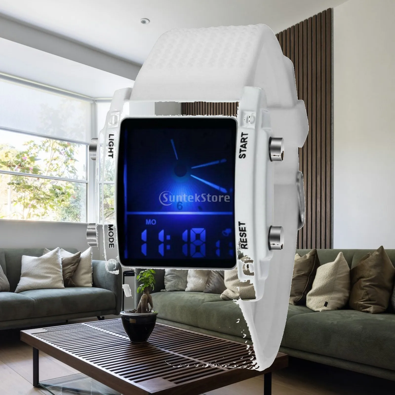 Casual Wear Digital Wristwatch for Daily Use Square Dial Alloy Case Rubber Strap Analog Digital Combo with Backlight Function