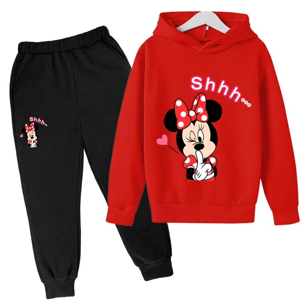 Disney Mickey Mouse Sportswear Fashion cartoon woman 2-piece Printed Hoodie + Pants Sportswear Suit Set Women Clothes Men's sets