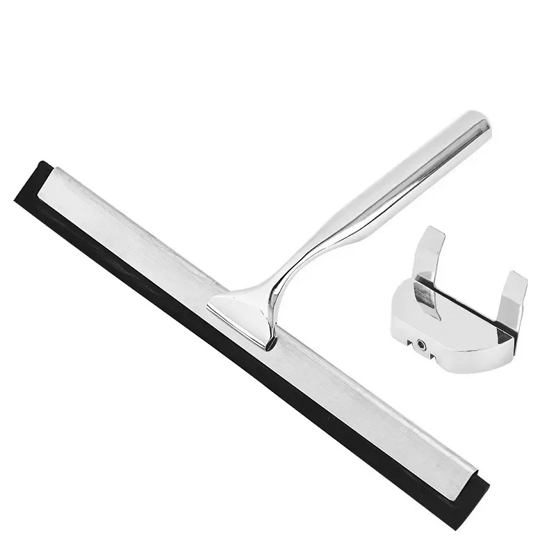 Shower Squeegee pembersih jendela, pembersih Shower Stainless Steel dengan kait berperekat dan pisau Wiper dapat diganti