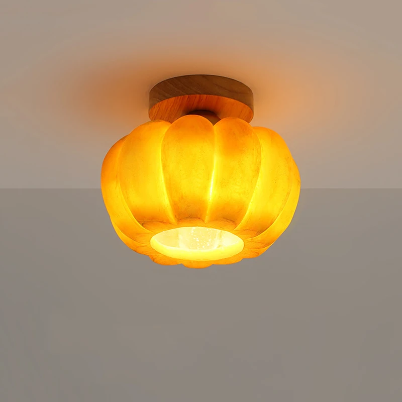 

Modern Creative Wabi Sabi Interior Home Decoration LED Lamp Pumpkin Resin Craft Living Room High Brightness Bedroom Ceiling Lamp