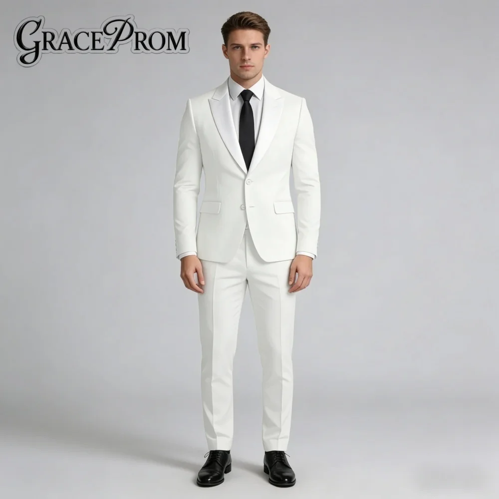 

Refined White Notched Lapel For Men Wedding Formal 3PCS Suit Groom Suit Set Jacket Vest Pants Wedding Occasion Customized
